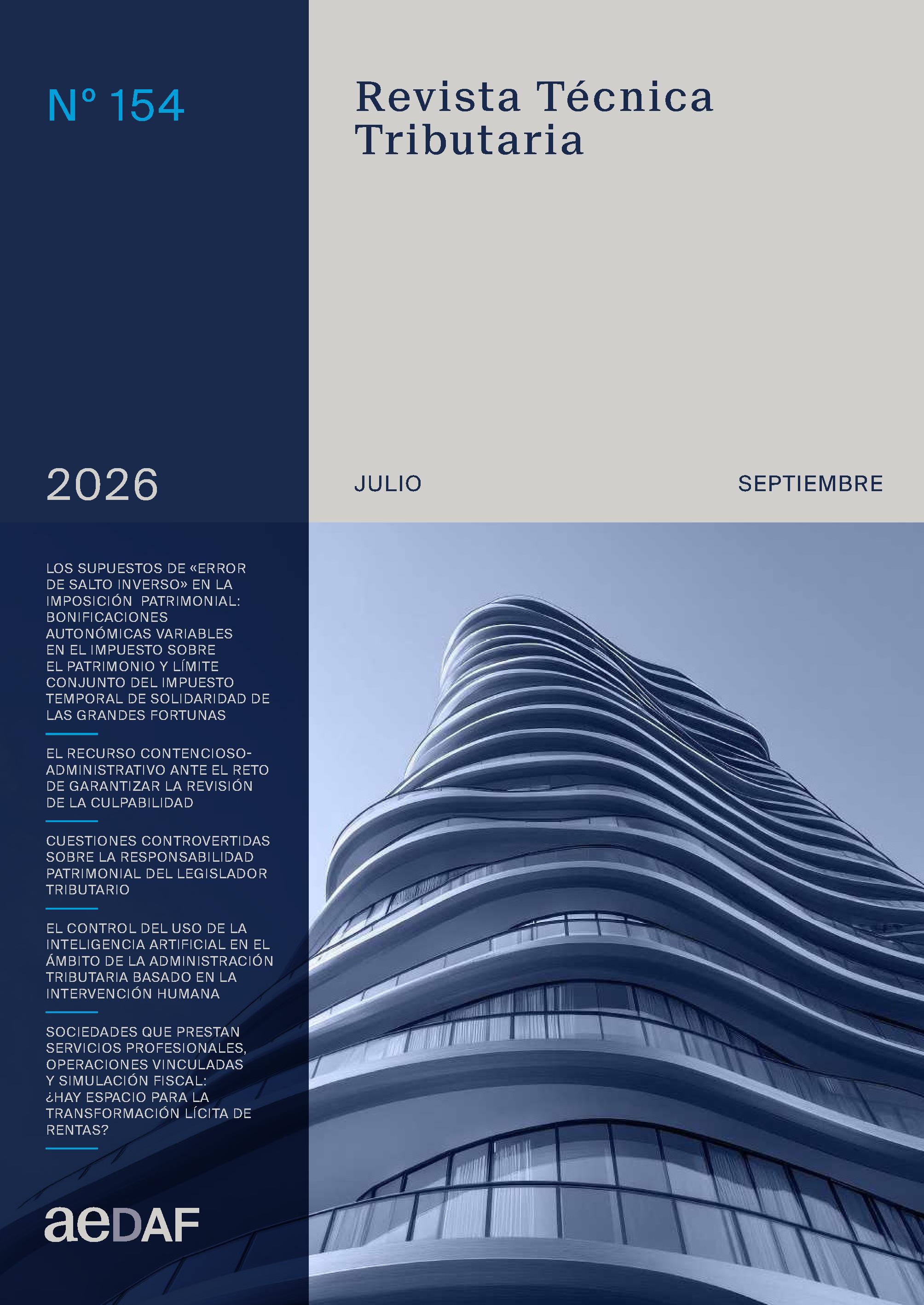 					Ver Vol. 3 Núm. 154 (2026): Revista Técnica Tributaria - Nº 154
				